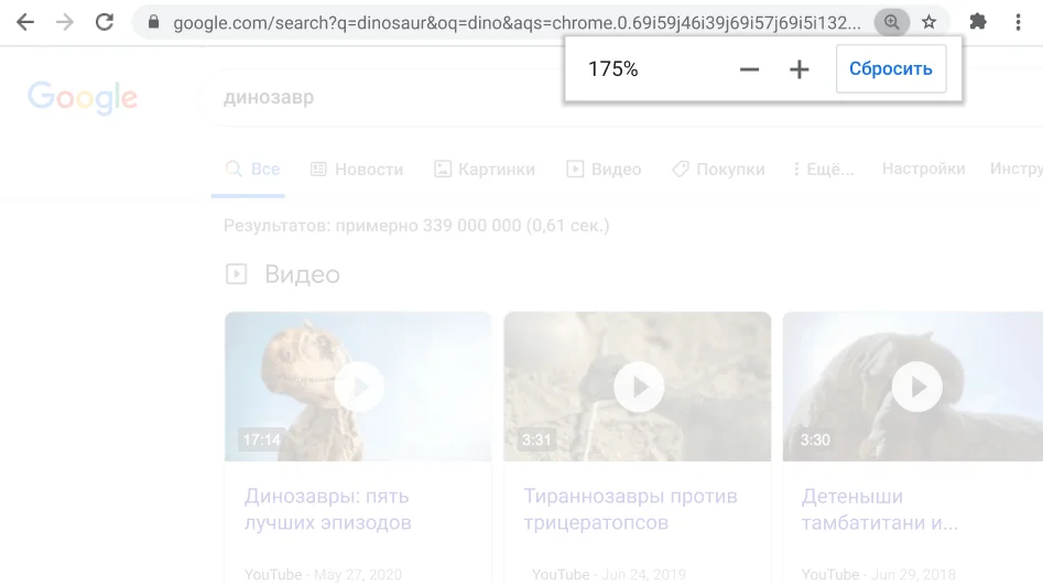 Окно браузера Chrome с веб-страницей, на которой активирована функция
